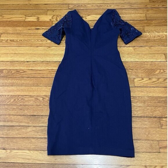 Laundry Shelli Segal Women's Blue Lace Sheath Dress V Neck Size 6 NWT - Picture 5 of 5